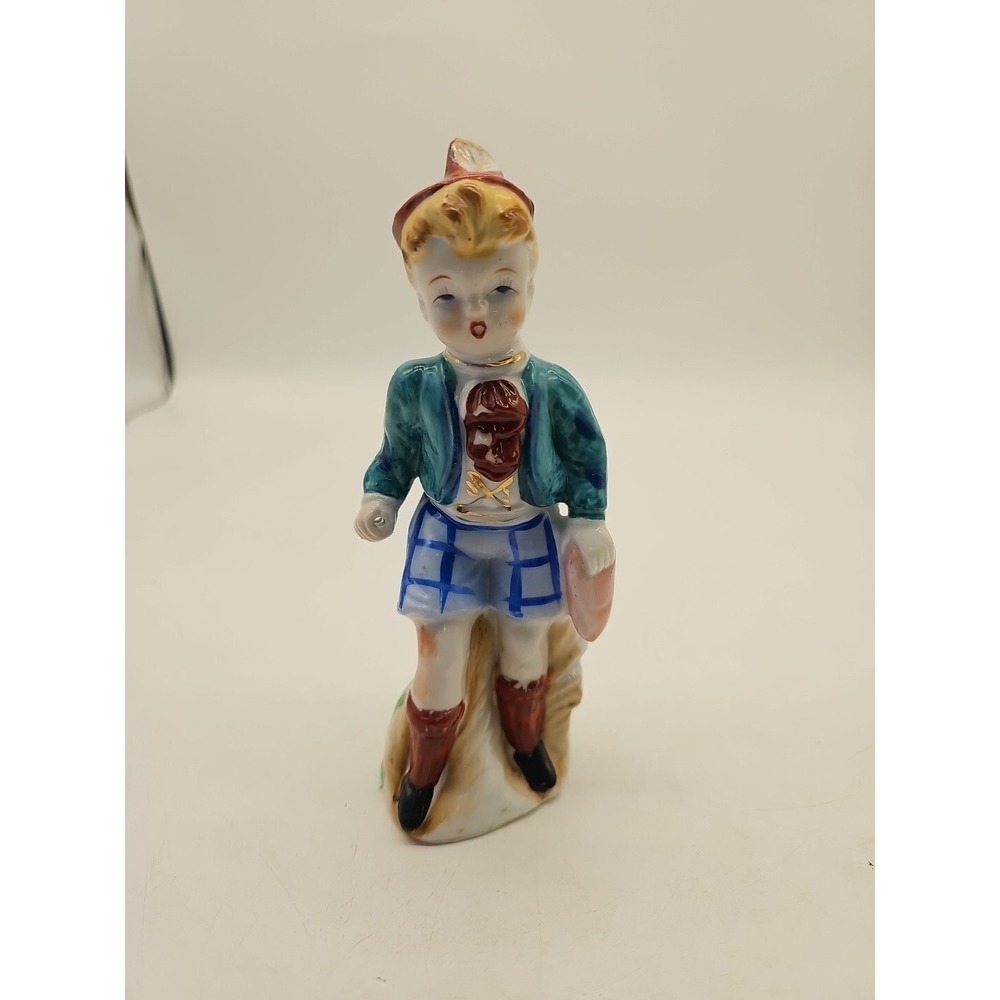 Figurine Farmer School Boy Wales JAPAN Shorts Hat Hand Painted Vintage